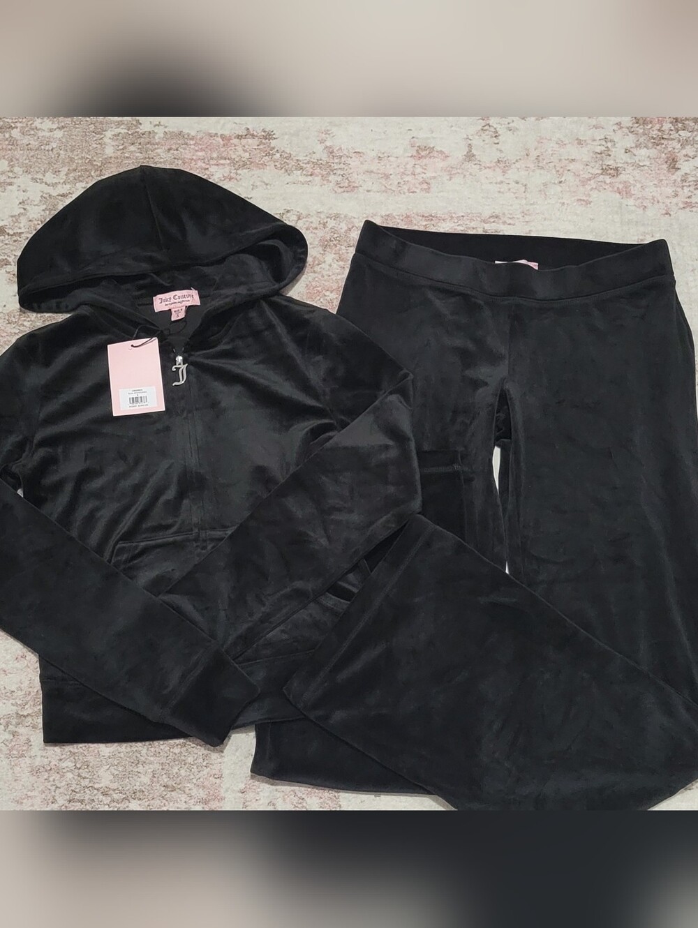Juicy Couture Liquorice Black Velour Zip Hoodie & Pants Set - S - Picture 3 of 6